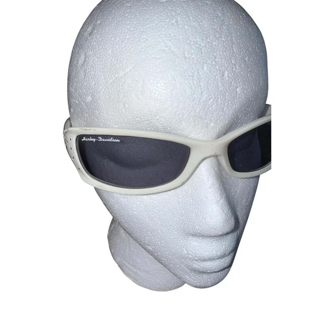 Vintage 2004 Harley Davidson HDS 443 White Rhinestone Sunglasses Y2K Biker